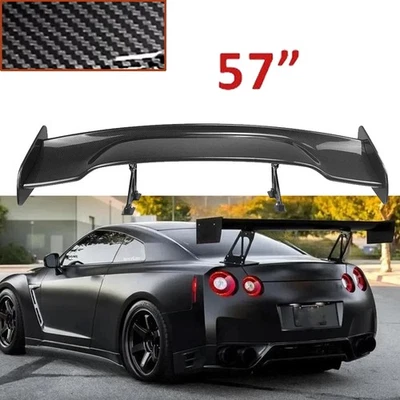 For 09-21 Nissan GT-R GTR R35 57" GT Rear Trunk Spoiler Wing Carbon Fiber Look Foto 1 de 4