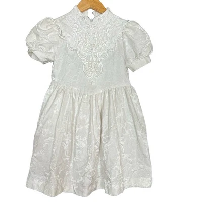 Jessica McClintock Girls Dress Size 6 White Vintage Lace Detail Cottagecore 80s - Image 1 of 4