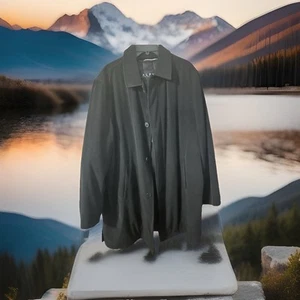 Ralph Lauren Trench Coat Mens LARGE Removable Liner Long Sleeve Button Up Black - Picture 1 of 17