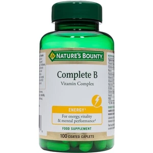 Nature's Bounty Complete B Vitamin Complex 100 Coated Caplets Free of Gluten - Picture 1 of 2