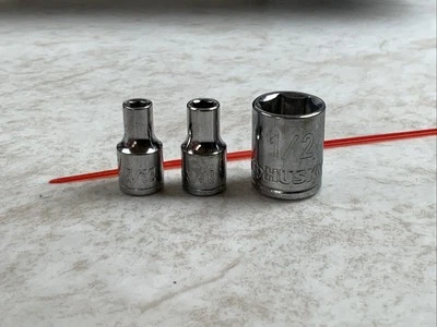 HUSKY 3pc 1/4 Drive 6pt SAE Sockets 5/32, 3/16, 1/2in. - RED - Image 1 of 4