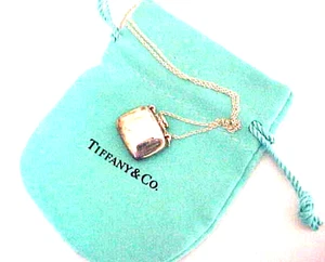 Peretti Tiffany Sterling Silver Rectangle Perfume Bottle Necklace in Pouch - Picture 1 of 7