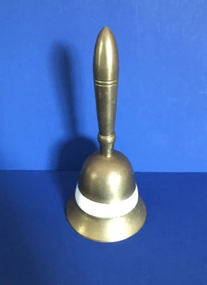 c.1935 ❅PEARL INLAY❅ Vintage Antique ~OLD BRASS~ Dinner Tea Bell ETHOS ☆SONOMA☆ - Image 1 of 4