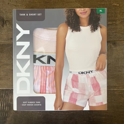 DKNY женщин s 2 изделия мягкий Майка и уютный короткий розовый, размер XL - Изображение 1 из 4