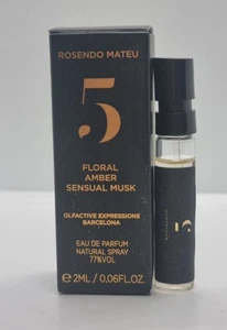 Rosendo Mateu Nº 5 floreale, ambra, muschio sensuale EDP originale 0,06 once 2 ml in scatola - Foto 1 di 2