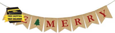 Guirnalda de árbol de Navidad Be Merry | Banderín de vacaciones | Burla natural interior/exterior Foto 1 de 4