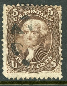 USA 1863 Jefferson 5¢ Brown Right Marginal Stamp Scott #76 Used N921 - Picture 1 of 6