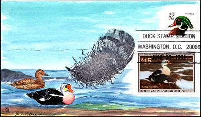 Scott RW58 1991 $15.00 Duck Stamp Jo Ann Bruce Hand Painted FDC 1 Of 3 - Image 1 of 2