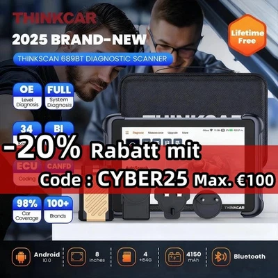 ThinkScan 689BT OBD2 Diagnosegerät ALLE System KFZ Scanner 34 Reset Auslesegerät - Bild 1 von 4