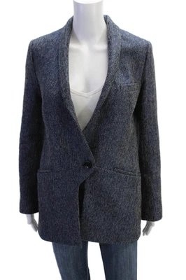 Женская шерстяная куртка Marissa Webb с вырезом подол на одной пуговице с карманами синяя размер XS - Изображение 1 из 4