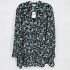 J Jill Size 2X Plus Blue Multicolored Floral Layered Button Up Top New Boho