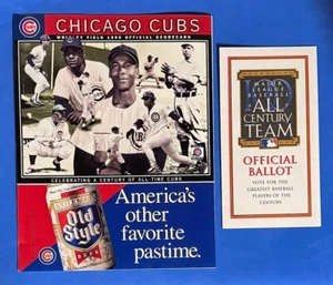 1999 CHICAGO CUBS vs. Mets Scorecard Ernie Banks & 1999 All Century Team Ballot - Picture 1 of 5
