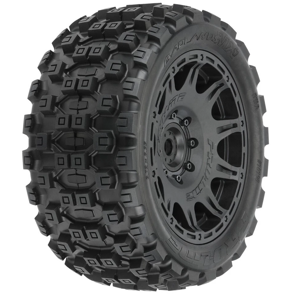 Pro-Line 1/6 Badlands MX57 F/R 5.7” Tires Mounted Raid 8x48 Black Wheels (2) - Image 1 of 1