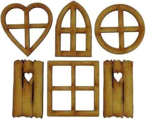 6Pcs Brown Wooden Fairy Garden Door, Blank Door Fairy House Door and Windows Orn - Picture 1 of 1
