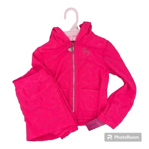 Betsy Johnson Girls 6x Active Set Outfit Terry Swimsuit Coverup Neon Pink - Picture 1 of 20