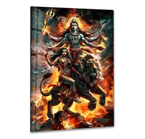 Hindu Gods Shiva and Kali Glass Wall Art - Picture 1 of 7