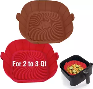 Air Fryer Silicone Liners for 2 to 3 QT Small Air Fryers, 2 Pack Square Non-Stic - Picture 1 of 1