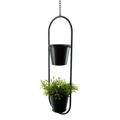 Hängeblumentopf Metall schwarz Blumentopf hängend Pflanztopf Blumenampel Topf - Bild 1 von 2