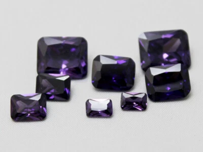 CZ Amethyst Octagon 4x6mm 6x8 8x10 10x12mm Loose Cubic Zirconia Purple Gemstone - Image 1 of 4