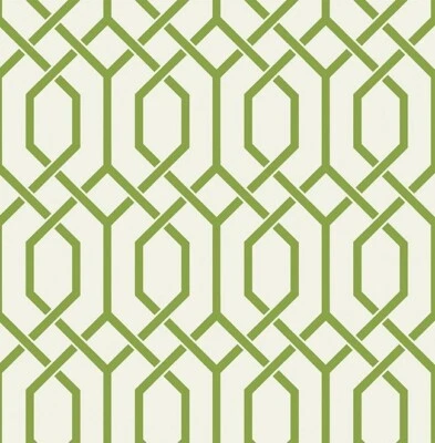 Wallpaper Green on Eggshell White Geometric Hexagonal Trellis 60 Sq Ft Bolt - Image 1 of 4