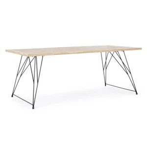 TAVOLO RETTANGOLARE IRON 160X90 PRANZO SOGGIORNO LEGNO NATURALE E ACCIAIO NERO - Foto 1 di 4