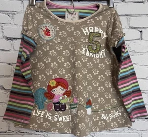 NEXT Little Girls 5th Birthday UK Designer L Sleeve Embroidered Top - Sz 3-4 Yrs - Picture 1 of 16