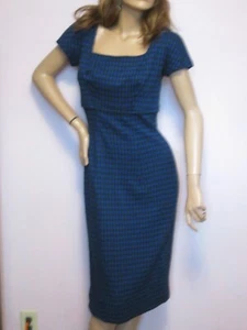 VTG. SUZY PERETTE N.Y. CHECKERED WOOL LINED SHEATH DRESS - XS/S "AS IS - HOLES - Picture 1 of 9