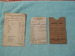 2 Vintage Report Cards-1922 Lincoln High School and 1926/27 Liberty High School - Bild 1 von 4