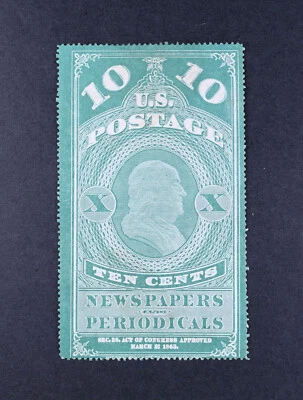 USA Scott # PR2  VF Unused Blue-Green Newspapers Periodicals Stamp Cat $300 - Image 1 of 2