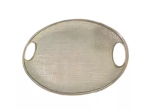 Large MARIPOSA Blue Enamel Solid Cast Aluminum Oval Serving Tray Pearlescent - Picture 1 of 8