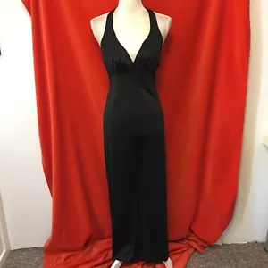 Frederick's of Hollywood Vintage 80er Neckholder Wide Leg Jumpsuit Schwarz Small - Bild 1 von 9