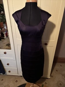 JAX Ladies Purple Satin Stretch Sleeveless Lined Knee Length Dress Size 10 - Picture 1 of 13