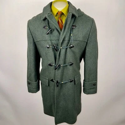 Vtg 60s Brent Pea Coat Toggle Wool Trench Pea Overcoat Jacket MCM 1960s Mens 40 - Image 1 of 4