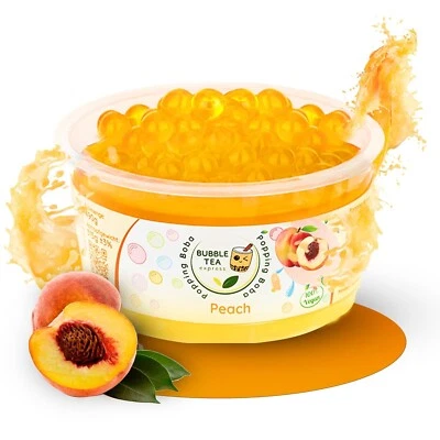 Bubble Tea, Popping Boba Peach 490 g, Boba Perlen, Topping, Pfirsich, Vegan - Bild 1 von 4