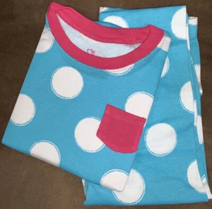GIRLS COTTON PAJAMAS SZ 6X/7 TURQ DOTS SHORT SLEEVE/PANTS SUPER CUTE!! - Picture 1 of 2