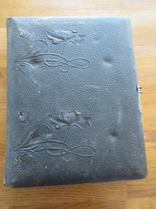 Vintage 1907 Leather Embossed Cat Design Pages Photo Album + 27 Cabinet Photos - Picture 1 of 15