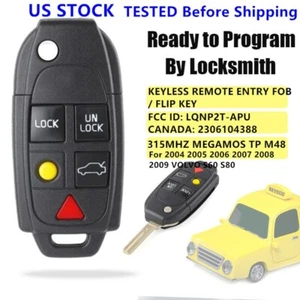 For 2004 2005 2006 2007 2008 2009 VOLVO S60 S80 REMOTE FLIP KEY FOB LQNP2T-APU - Imagen 1 de 5