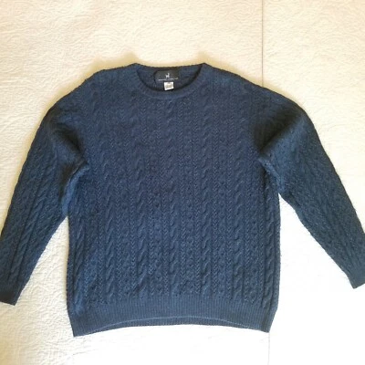 Peruvian Connection Mens Sweater Alpaca Wool Cable Knit Size Medium Blue - Image 1 of 4