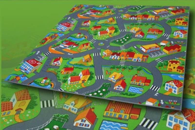 Straßenteppich Spielteppich Bauernhof 120x180 cm  - Bild 1 von 4