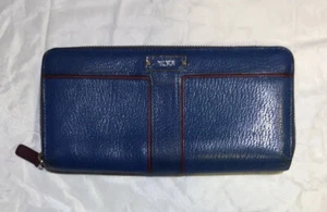 TUMI Damen Leder Geldbörse/Geldbörse mit umlaufendem Reißverschluss Blau und Burgund - Bild 1 von 7