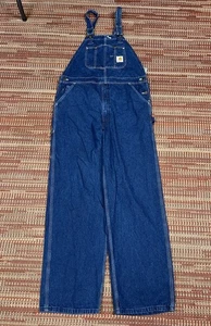 Carhartt Bib Overalls R07 DST Work Denim Blue Jean Unlined Men's 38x32 New - Picture 1 of 10