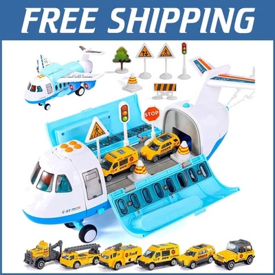 Deluxe Cargo Airplane with Vehicle Slides, Map & Educational Traffic Elements - Image 1 of 4