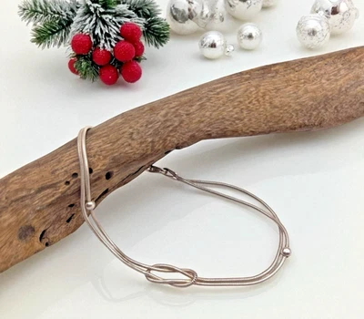 Italian Infinity Love Knot Double Strand Sterling Silver 925 Bracelet, 7.5” - Image 1 of 4