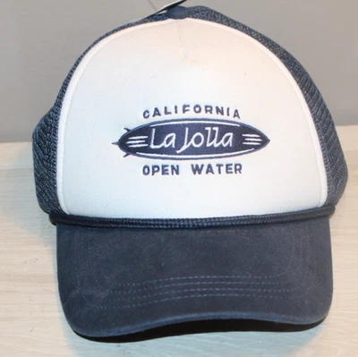 Boné caminhoneiro Hollister California La Jolla malha azul água aberta snapback novo - Imagem 1 de 3