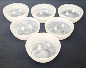 6er Set Mariposa Alabaster weiß Wirbel durchscheinend Müslischalen 5-1/4"  - Bild 1 von 9
