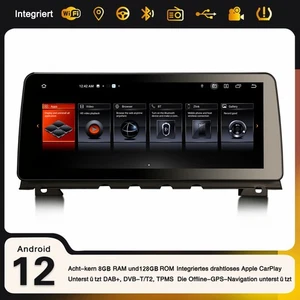 12,3" 8-Kern 128GB Navi Android 14 Autoradio CarPlay DAB+GPS BMW 7er F01/F02 CIC - Bild 1 von 24