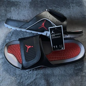 Jordan Hydro 4 IV Retro Shoes Mens Size 11 Slide Sandals Black Red Cement - Picture 1 of 15