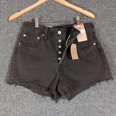 Levi's 501 Original Fit High Rise Lunar Black Cut Off Jean Shorts Size 27 NWT - Image 1 of 4