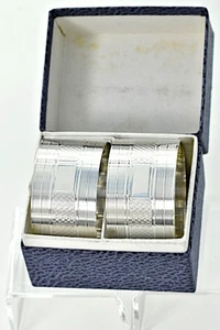 Pair Of Art Deco Sterling Silver Napkin Rings, By Hukin & Heath, Boxed 1944: 58g - Picture 1 of 23