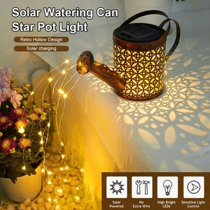 Solar Gießkanne LED Lichterkette Garten Deko Außen Kunst Lampe bestes Geschenk - Bild 1 von 8